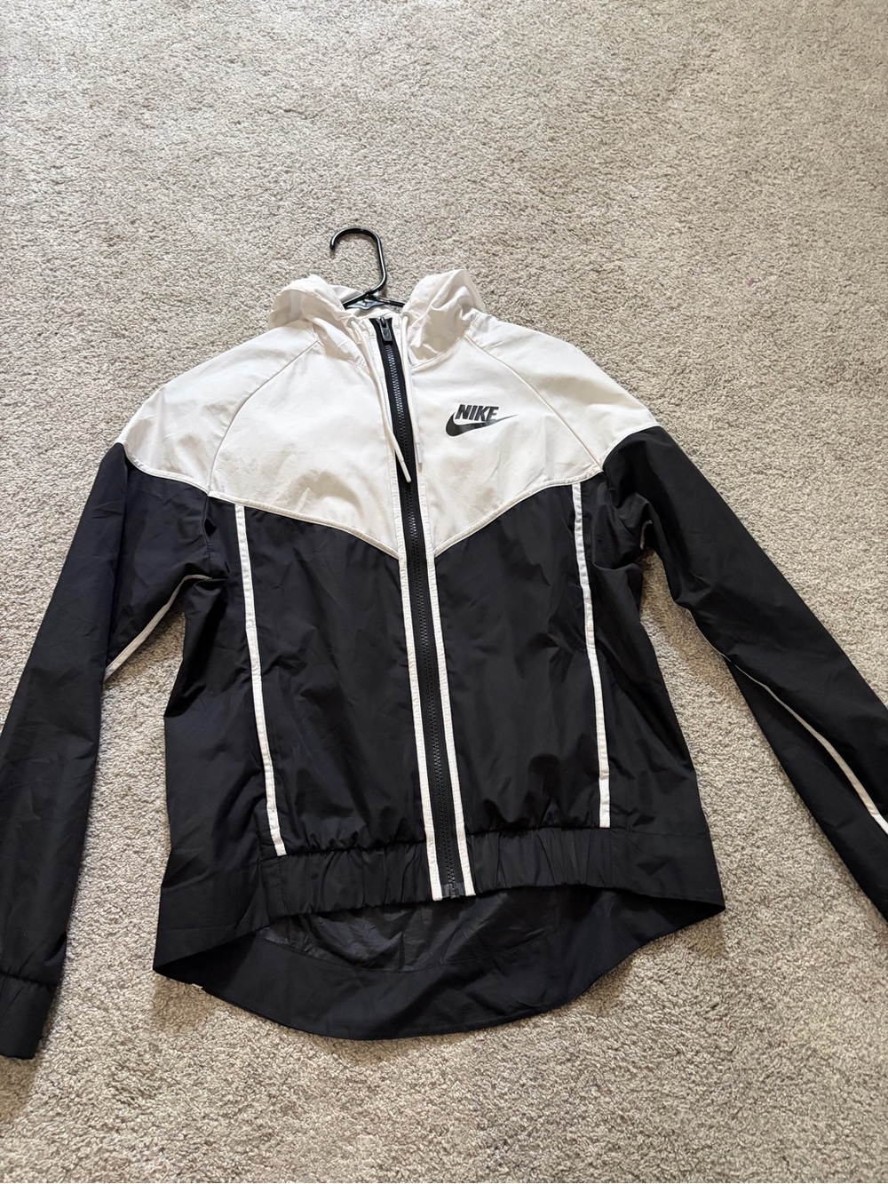 Nike Black and White Hooded Lightweight Jacket